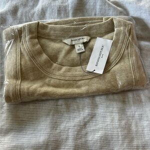 Banana Republic Light Tan Ribbed Knit Top
